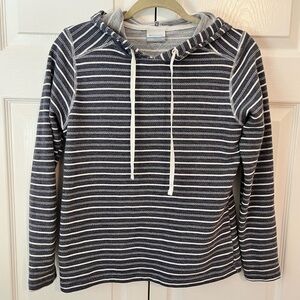 Women’s Columbia Blue and White Striped PFG Knit Hoodie Size XS